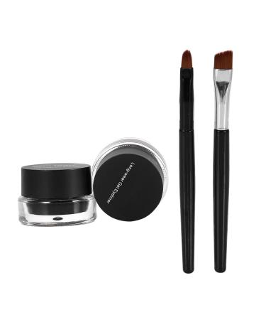 2 Bottle Eyeliner Gel Waterproof Long-lasting Gel Eyeliner Eye Makeup Cosmetics Set With 2pcs Brush(Black + Brown)
