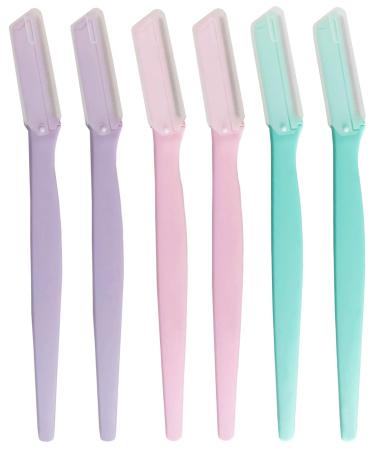 Dermaplaning Tool for Women Eyebrow Razor Trimmer Shaper Facial Hair Remover Shaver for Shave Face Peach Fuzz Upperlip Hair Pack of 6
