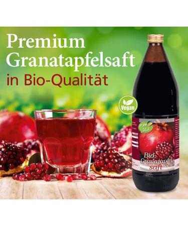 KOPP VITAL BIO Pomegranate Juice - 4 x 1L Organic Premium Direct Juice - Naturally Sweetened Superfood - Buy Online on SooperMarket.com