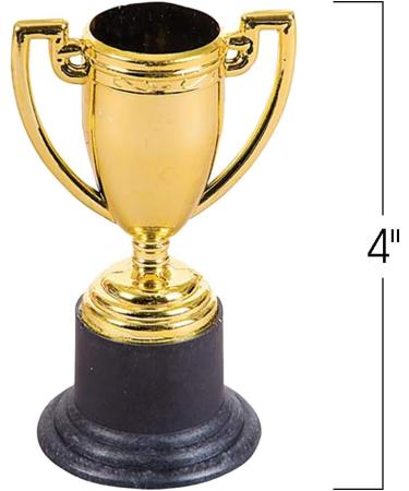 ArtCreativity Gold Plastic Trophies for Kids - Pack of 12 | 4 Inch Golden Colored Trophy Set for Football, Soccer, Baseball | Carnival Prizes and Party Favors for Boys and Girls - Buy Online on SooperMarket.com