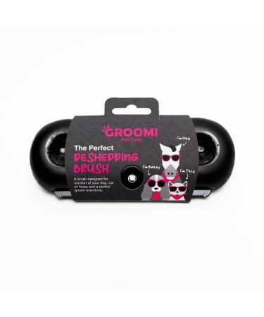 Groomi Deshedding & Grooming Brush for Dogs Cats Horses & Rabbits - Gentle & Effective Pet Grooming Tool Wide Shallow Comb Smooth Groomer for Cats Dogs and Horses Combs for Grooming Animal