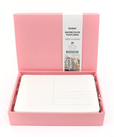 Grabie Watercolor Postcards, 100% Cotton, 24 Sheets, 4.1x5.9 Inches, 140lb (300gsm), Blank Note Cards for Watercolor Journal, Art Supplies for Thank You Notes, Invitations, and Greeting Cards Medium