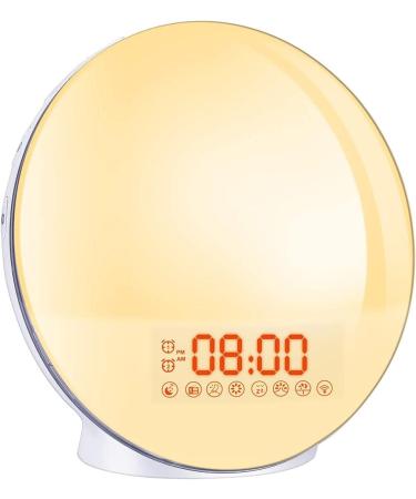 Daylight alarm clock wake up light light alarm clock bawoo sunrise sunset alarm clock radio holes with 7 natural tones 20 brightness 2 alarms slumber function FM radio for adults & children