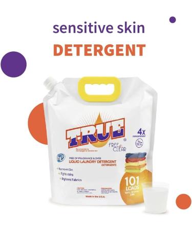 Buy True Laundry Detergent - Clear & Unscented Skin Sensitive Odor Removing 101 Loads 4X Concentrated Liquid - Perfect for Sensitive Skin - International Shipping Available - Buy Online on SooperMarket.com
