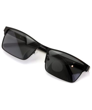 Men Premium Rectangle Metal with Plastic Temple Extra Large Reader - 152mm Wide Frame Reading Glasses Black Sunglasses 0.0 x