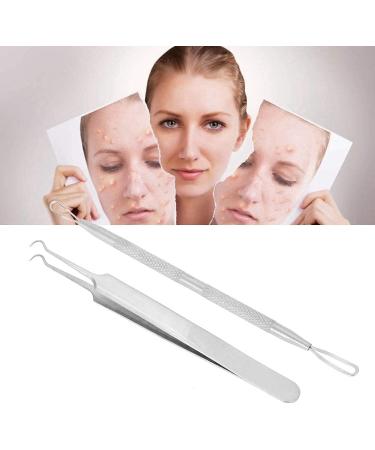 Blackhead & Pimple Removal Tool Stainless Steel Blackhead Removal Tool Kit Curved Tweezers+Looped Double-end Pimple Extractor - Buy Online on SooperMarket.com
