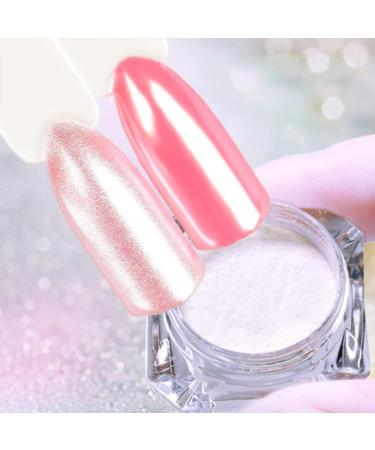 White Pearl Chrome Nail Powder - Glittery Aurora Magic Pearlescent Symphony for DIY Nail Art Decorations - Buy Online on SooperMarket.com