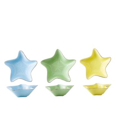 MAGICLULU Games Elderly 3 Pcs Sauce and Vinegar Dish Ceramics Flower Sauce re-usable Household Dipping Dish 11X11X3.2CM Assorted Color