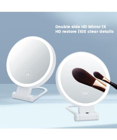 Ruuizksa 10X Magnifying Makeup Mirror with Lights and Magnification 3 Colors Desktop LED Mirror and Vanity Mirror for Travel - Buy Online on SooperMarket.com