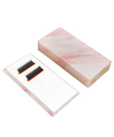 Eyelash Grafting Pallet with Cover Dust-proof Acrylic Lash Tile holder Eyelash Extensions Storage Gasket Pads for Beauty Artist Salon Beginners (Marble Pink)