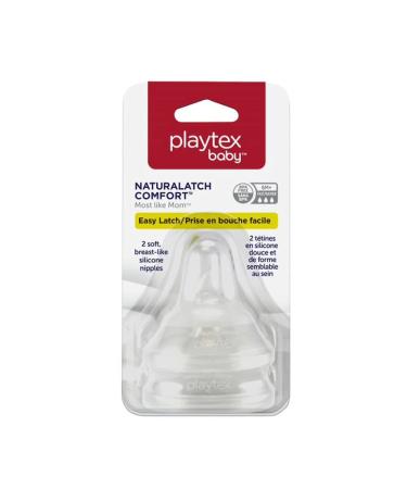 Playtex Baby Naturalatch Most like Mom Silicone Baby Bottle Nipples Fast Flow Pack of 2 Nipples (Compatible with all Playtex Baby Bottles)