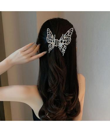 Large Sliver Butterfly Hair Clips - Strong Hold Hair Claw Clips for Women and Girls | Wedding, Prom, Party Wear Hair Accessories | Style 1 - Buy Online on SooperMarket.com