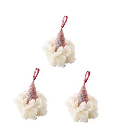 Angoily 3 Pcs Ice Cream Bath Ball Exfoliate Bath Sponge Bath Loofah Sponge Pouf Bath Ball Mesh Pouf Bath Sponge Mens Face Scrubber Sponges Shower Loofah Polyester White Bath