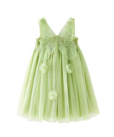 PythJooh Baby Girl Tulle Dress Toddler Girl Sleeveless Butterfly Wings Tutu Princess Dress Daisy Stars Sundresses for 0-4Years 12-18 Months Butterfly Wings With Flowers Green