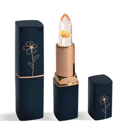 LZPCarra Dark Blue Tube Transparent Dried Flower Lipstick Gold Leaf Jelly Colour Changing Moisturising Lip Balm Moisturising Lip Care (B One Size) 1 count (Pack of 1) b - Buy Online on SooperMarket.com