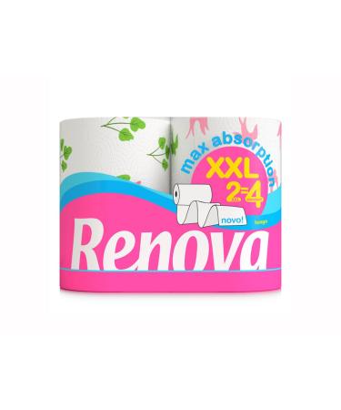 Kitchen paper 2 -layer - printed - 2 rolls - kitchen roll - paper roller - all -purpose towels - Renova Max Absorption XXL - corresponds to 4 standard rollers (spring) 2 pieces (1 Pack) spring