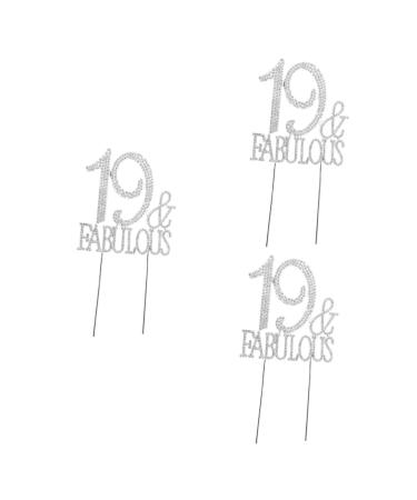 ibasenice 3pcs 19 60 Cupcake Toppers Cocktail Picks Birthday Cupcake Picks Birthday Cake Pick Cupcake Toothpick Dessert Toppers Crystal Birthday Appetizer Picks Big Crown Bride Cute
