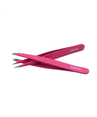FEITA Professional Stainless Steel Eyebrow Tweezer Set - Slant & Pointed Precision Tweezers for Women - Facial Hair Removal Clip - Pink (2 Pcs) - Buy Online on SooperMarket.com