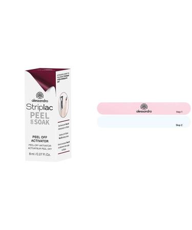 Alessandro Striplac peel or soac peel -off activator - replacement of striplac/LED nail polish 8 ml & striplac peel or soak polish file - two -step polishing file for high -gloss nails 2 x 1 piece