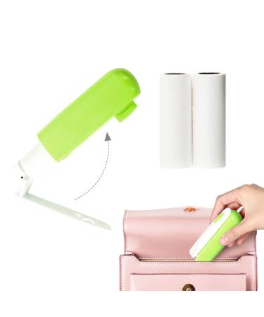 Clothing lint roller traveler handbag lint roller green case sticky animal hair lint roller again fillable foldable lint roller 90 sheets 1 lint roller + 2 rolls refill green
