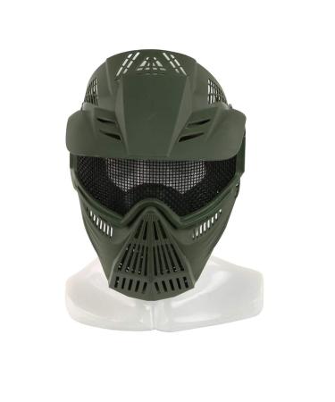 Lejunjie Tactical steel mask Airsoft mask mask for the entire face mesh mask protective mask military protection mask ideal for paintball CS green