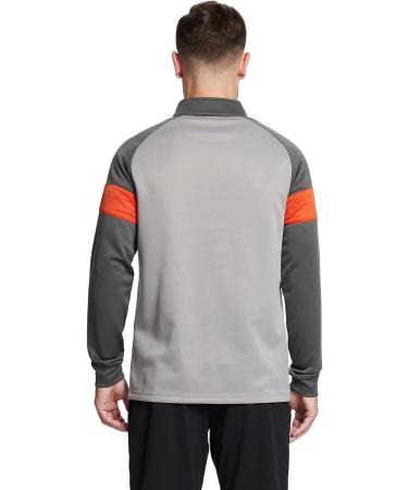 Men's Slim Fit Quarter Zip Golf Pullover - Performance Wicking Raglan Long Sleeve Sweatshirt | Dark Grey/Light Grey/Orange - Large - Buy Online on SooperMarket.com
