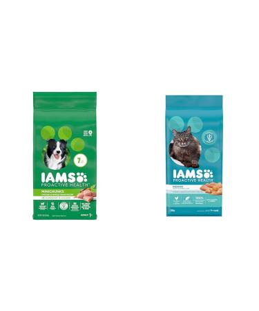 IAMS Proactive Health Minichunks Dog Food Dry Adult & Proactive Health Dry Cat Food Adult - Indoor Weight & Hairball Care - Chicken & Turkey 3.18kg Bag 3.18 kg (Pack of 1) Mini Chunks + Cat Food 3.18kg Bag