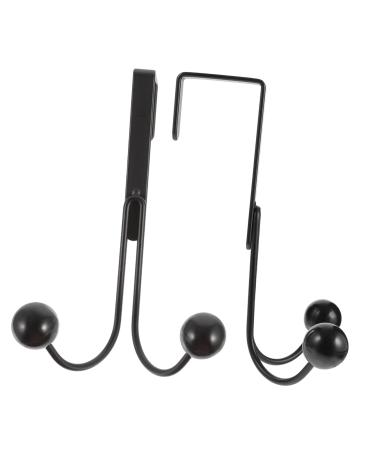 NAMOARLY 2pcs Double Hook Wall Mounted Clothes Rack Door Clothes Hangers Punch- Hook Back Door Nail 14x9cm Black