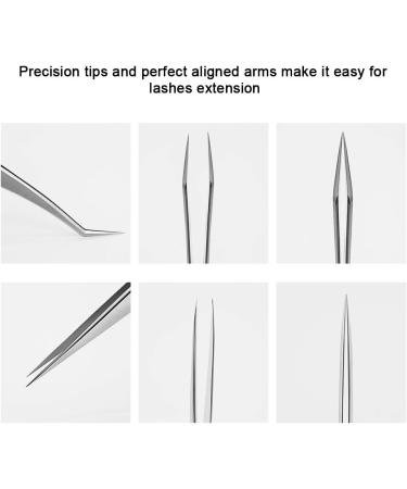 Ms.Queen Professional Eyelash Extension Tweezers Set - Straight and Curved Pointed Precision Crafted Tweezers for 3D-6D Volume False Eyelashes Extensions - 2 Pcs with Aluminum Storage Case - Buy Online on SooperMarket.com
