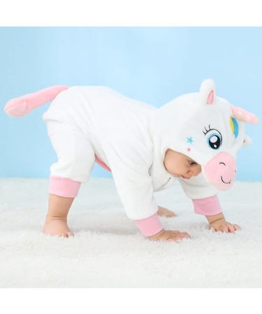 COOKY.D Baby Hooded Rompers | Winter Flannel Jumpsuit Pajamas | 18-24 Months | White - Buy Online on SooperMarket.com