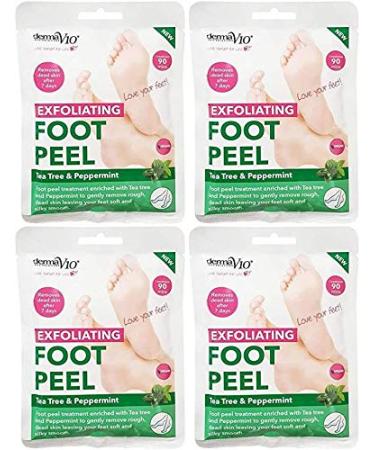 Derma V10 Exfoliating Foot Peel Tea Tree & Peppermint Removes Dead Skin After 7 Days 4 Treatments