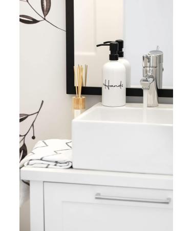 Alora Hand Soap Dispenser and Liquid Dish Soap Dispenser for Kitchen Sink - Set of 2 - Black Metal Pumps - Reusable Plastic Bottle with Easy to Read Lettering - Countertop Replacement Refill Set of 2 (16 Ounce) White - Buy Online on SooperMarket.com