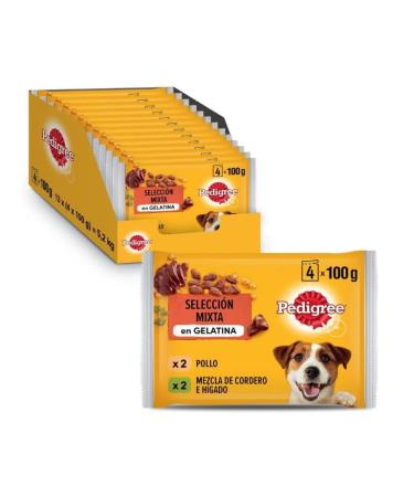 PEDIGREE Adult Chicken & Lamb in Jelly - wet food for adult dogs - 13 multipacks with 4x100g (52 bags)