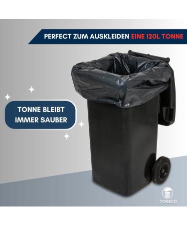 Toneco Strong Garbage Bags 240L - 100% Recycled Black - Ideal for Camping Household & Industry - 20 Durable 100x125cm Bags - Buy Online on SooperMarket.com
