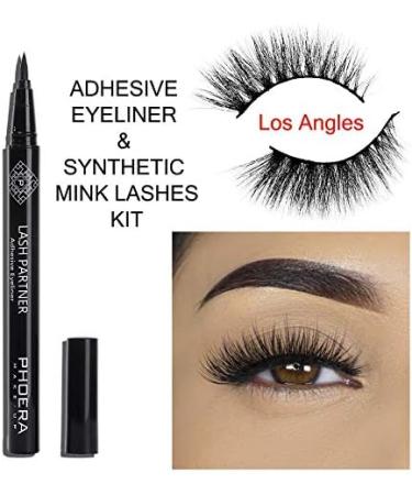 AquaPurity PHOERA 9D Synthetic Mink Lashes & Adhesive Eyeliner Kit Reusable up-to 30 times Self-Adhesive Magic Eyeliner Pen With Waterproof No Glue Needed Lashes Set (LOS ANGLES) - Buy Online on SooperMarket.com