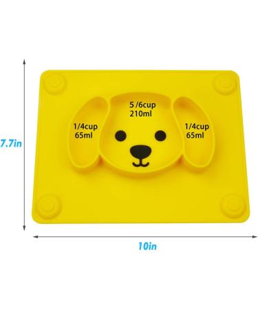 Qshare Toddler Plate - BPA-Free Silicone Placemat for Kids | Strong Suction, Dishwasher & Microwave Safe | Portable Baby Plates (3Puppy-Yellow) - Buy Online on SooperMarket.com