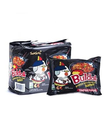 Gharana Swaad ka Khazaana Dried Chicken Buldak Noodles - 140gm (Pack of 5) | Fiery Heat | Korean Ramen Variety | Spicy Sauce | Dried Chicken Flavour | Instant Noodles |