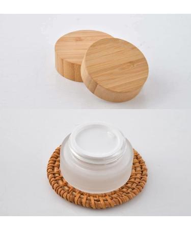 50g 50ml Frosted Glass Cream Jar Cosmetic Container with Inner Liners and Natural Bamboo lids Refillable Straight Sided Glass Cosmetic Jars Travel Toiletries Bottle Sample Jars for Lotion Cream - Buy Online on SooperMarket.com