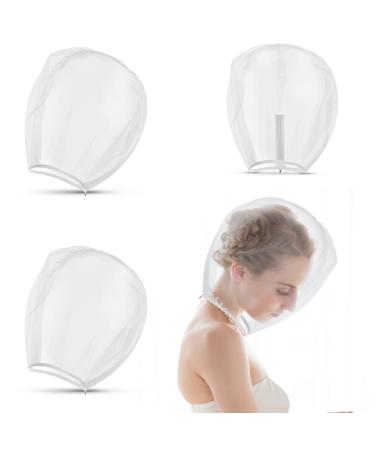 3 Pieces Makeup Protector Hood Nylon Chiffon Makeup Hood Zipper Closure Makeup Face Cover for Women Girls Beauty Weddings  White