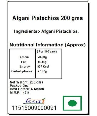 Jaiccha Ghasitaram Rakhi Gifts for Brothers Rakhi Dryfruits - Afgani Pistachios 200 GMS in White Paper Pouch with Rudraksh Rakhi - Buy Online on SooperMarket.com