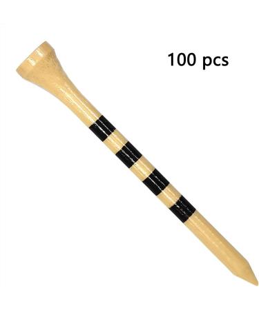 Zivisk Bamboo Golf Tees 100 Count - Strong, Sustainable, Biodegradable - 2-3/4 or 3-1/4 Long - Black & Stripe Design - Buy Online on SooperMarket.com