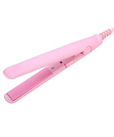Small Curling Iron for Short Hair Mini Hair Straightener 2 in 1 Tourmaline Ceramic Smart Constant Temperature Mini Hair Straightener Hairstyling Iron Heating Curler for Short Hair Pink