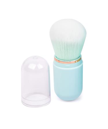 Retractable Kabuki Brush Travel Makeup Brush Cute Capsule-shape Blush Brush Foundation Brush Suitable for Liquid Foundation Pressed Powder Contour Cream Blue