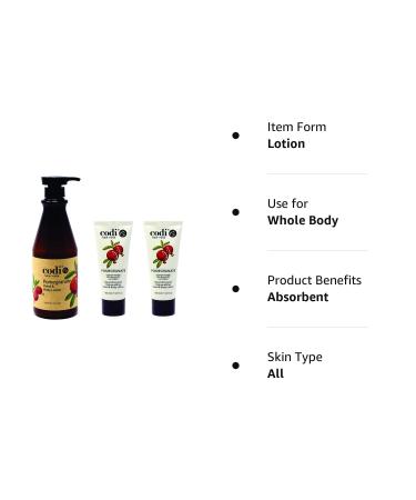 Pomegranate Body and Hand Lotion Set | Fast Absorbing, Non-Greasy Formula | 1 750ml Bottle & 2 100ml Tubes | For Women and Men - Buy Online on SooperMarket.com