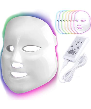 7 Color Led Facial Mask - Facial Acne Treatment Face Skin Care Therapy Daily Skin Care Mask Salon Use Device For Anti-aging Spot Scar Removal Smooth Wrinkles Fine Lines Skin Tightening
