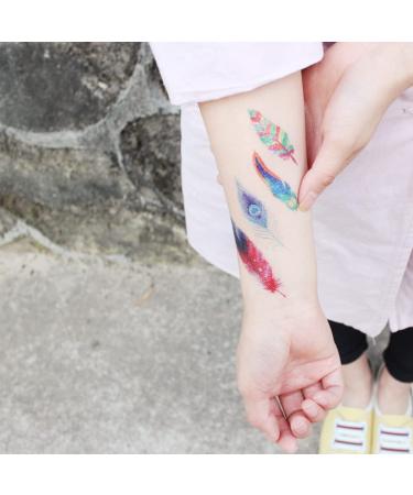 Oottati Waterproof Temporary Tattoo Stickers - Colorful Bubble Flower Peacock Unicorn Arrow Feather Pink Tree - 9 Sheets for Arm Shoulder Face - Buy Online on SooperMarket.com
