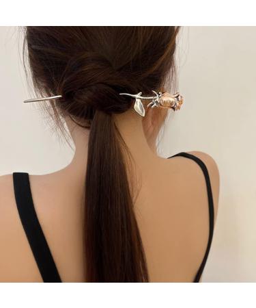 minkissy Metal Chopsticks Metal Chopsticks Rose Metal Hairpin Hanfu Headdress Sticks Bun Hair Pin Chignon Pin Women Girls Hair Accessories Hair Accessories Hair Accessories - Buy Online on SooperMarket.com