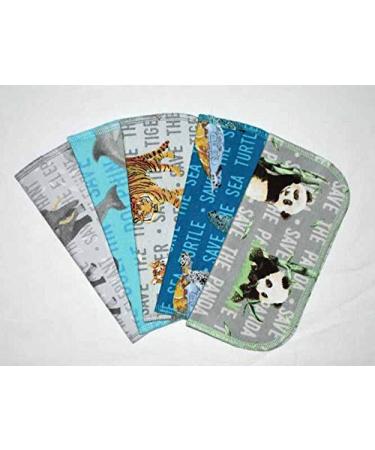 2 Ply Printed Flannel 8x8 Inches Set of 5 Save The Animals