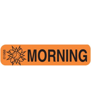 PHARMEX 1-795 Permanent Paper Label Morning 1 9/16 x 3/8 Orange (500 per Roll 2 Rolls per Box)