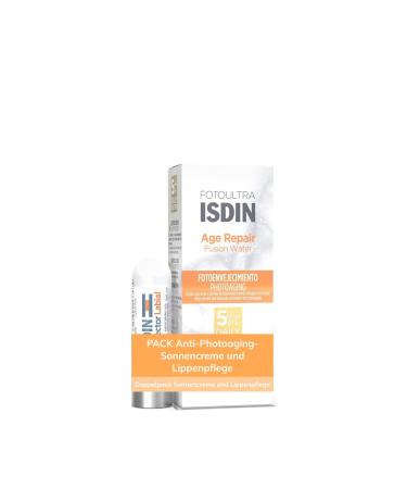ISDIN PACK FUSION Fotion PhotoUltra Age Repair LSF 50 ultra -light tinted sunscreen for the face effect and water formula 50 ml and lip balm with SPF 30 repaired and moisturized Age Repair pack